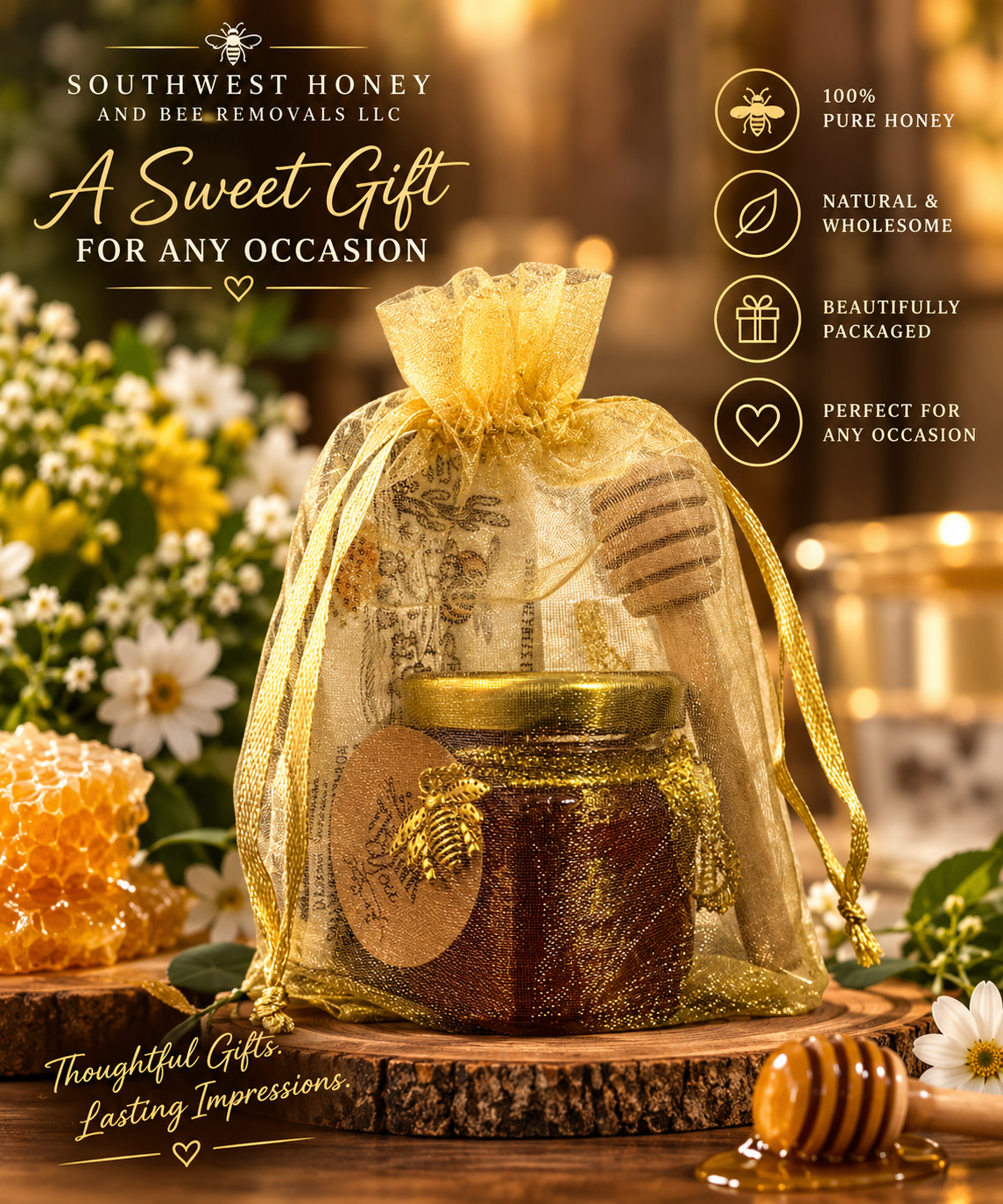 3oz Raw Local Honey Small Party Favor (Weddings, Baby Showers, etc.)